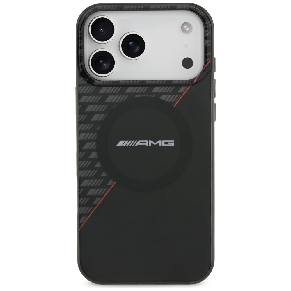 AMG Double Layer Transparent Rhombs MagSafe Case for iPhone 17 Pro Max - Black and Redeng