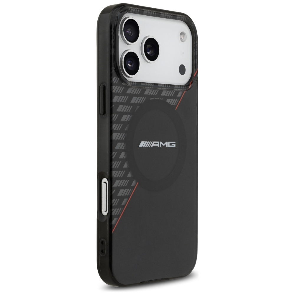AMG Double Layer Transparent Rhombs MagSafe Case for iPhone 17 Pro Max - Black and Redeng