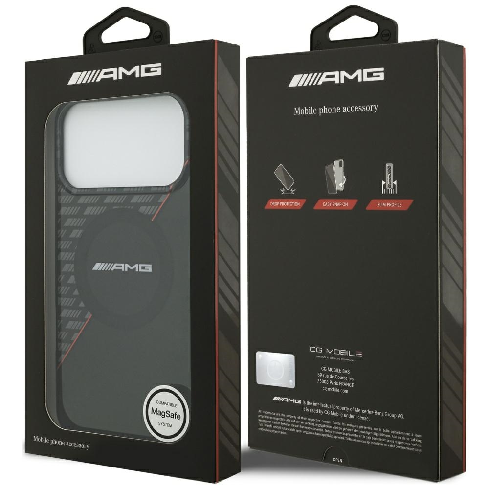 AMG Double Layer Transparent Rhombs MagSafe Case for iPhone 17 Pro Max - Black and Redeng