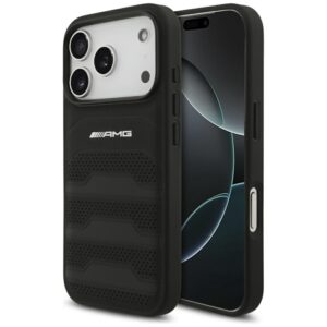 AMG Leather Debossed Lines Logo Case for iPhone 17 Pro - Blackeng