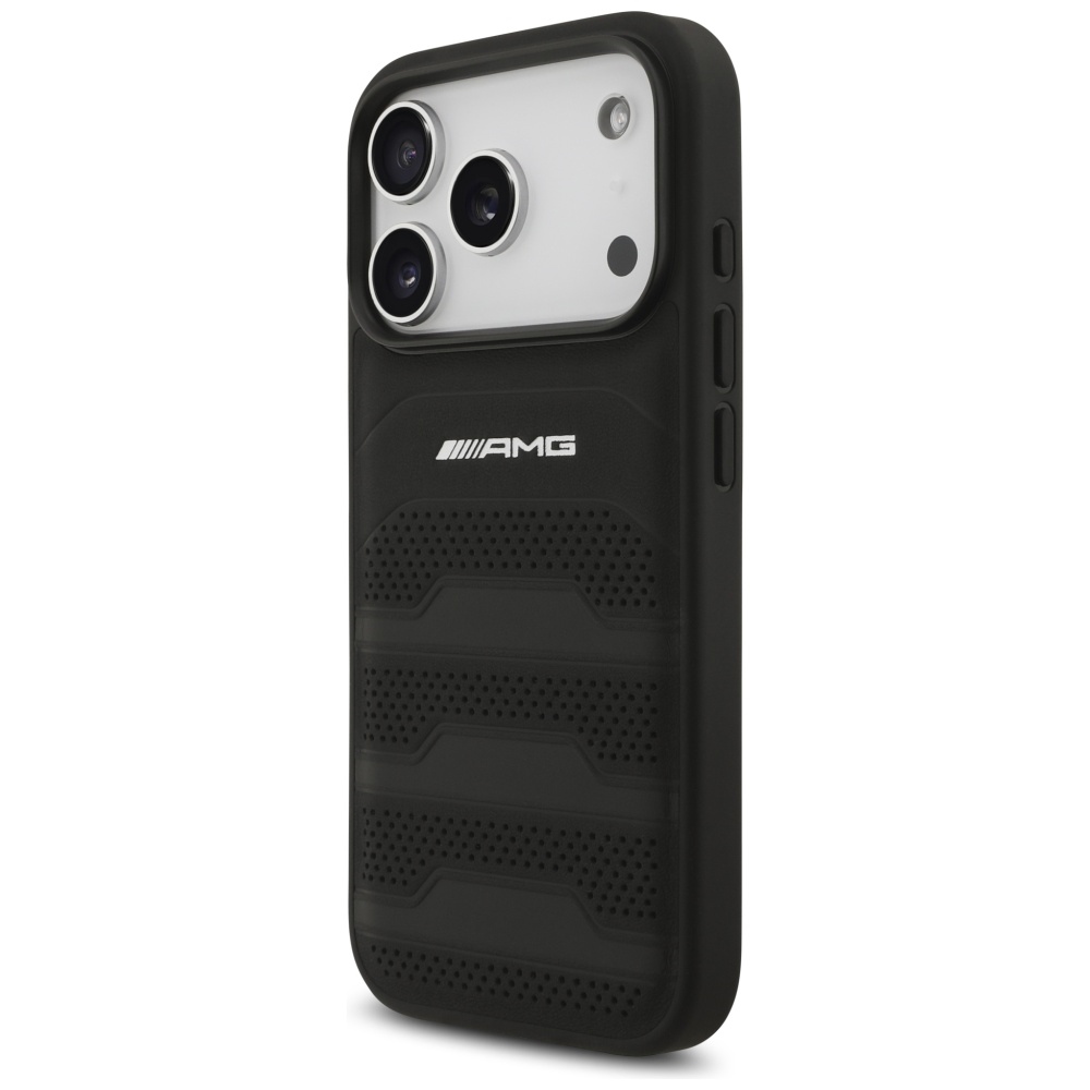 AMG Leather Debossed Lines Logo Case for iPhone 17 Pro - Blackeng