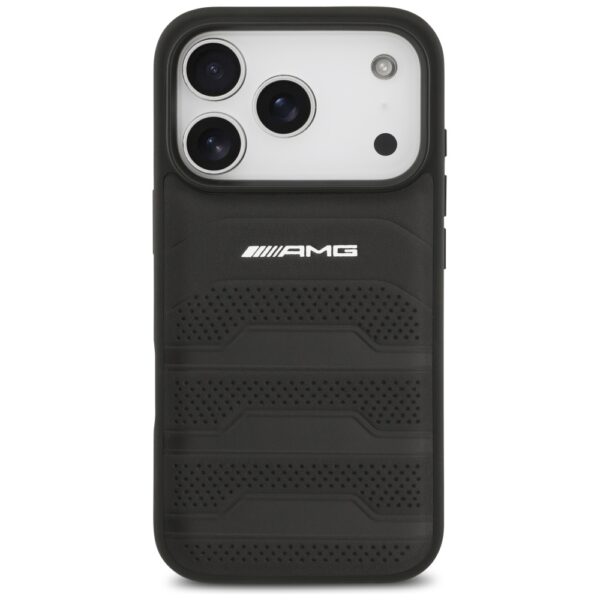 AMG Leather Debossed Lines Logo Case for iPhone 17 Pro - Blackeng