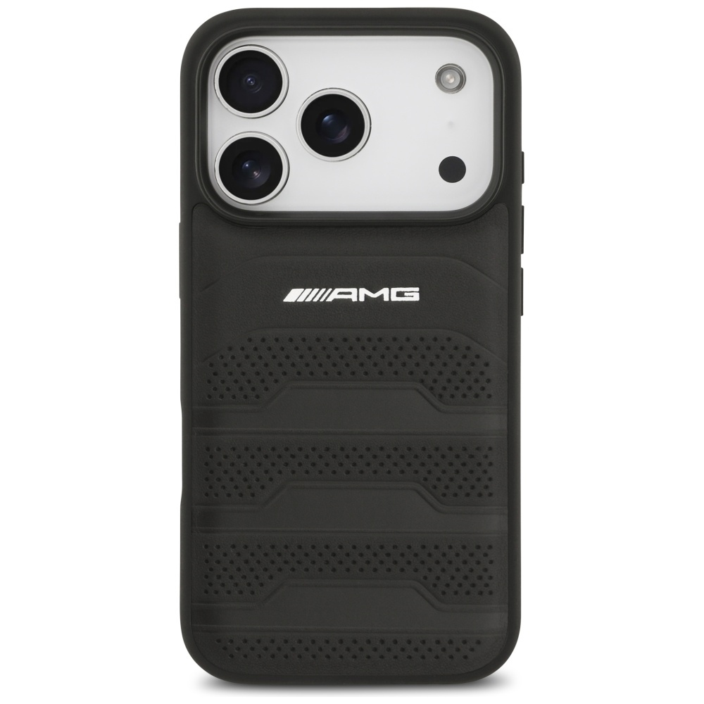 AMG Leather Debossed Lines Logo Case for iPhone 17 Pro - Blackeng