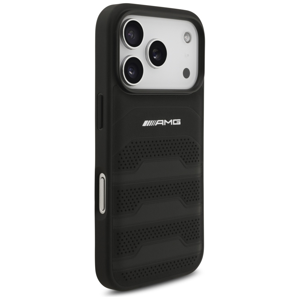 AMG Leather Debossed Lines Logo Case for iPhone 17 Pro - Blackeng