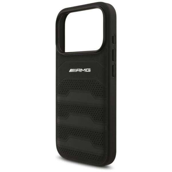AMG Leather Debossed Lines Logo Case for iPhone 17 Pro - Blackeng