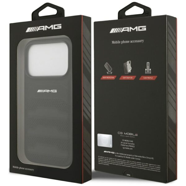 AMG Leather Debossed Lines Logo Case for iPhone 17 Pro - Blackeng