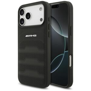 AMG Leather Debossed Lines Logo Case for iPhone 17 Pro Max - Blackeng