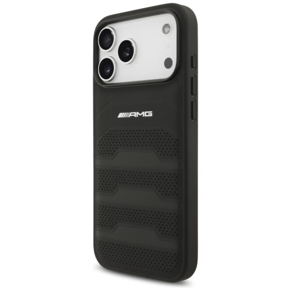 AMG Leather Debossed Lines Logo Case for iPhone 17 Pro Max - Blackeng