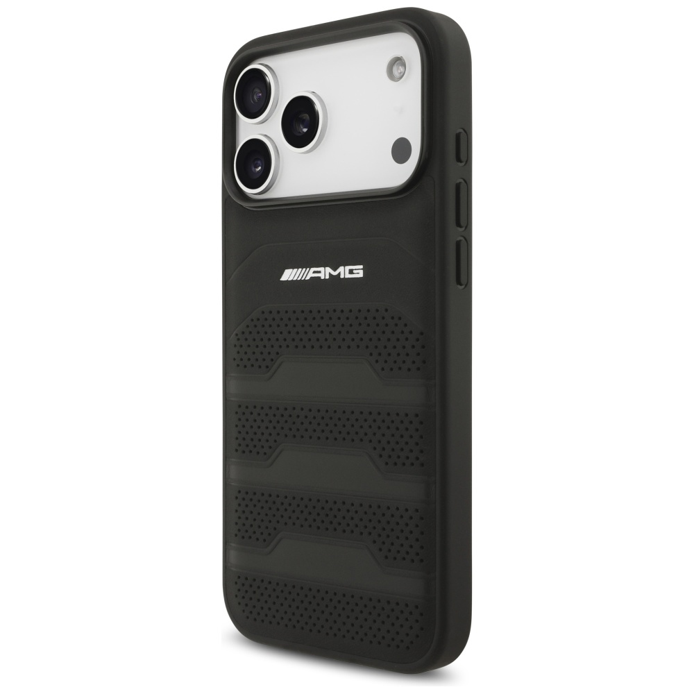 AMG Leather Debossed Lines Logo Case for iPhone 17 Pro Max - Blackeng
