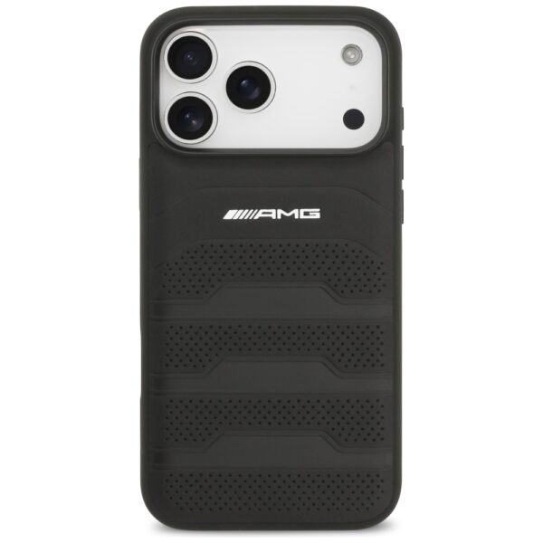 AMG Leather Debossed Lines Logo Case for iPhone 17 Pro Max - Blackeng