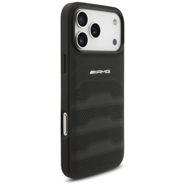 AMG Leather Debossed Lines Logo Case for iPhone 17 Pro Max - Blackeng
