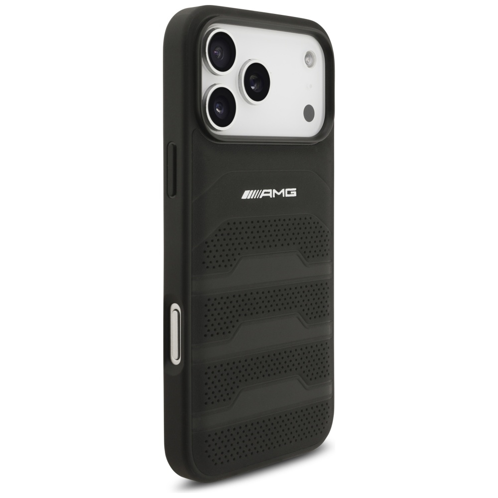AMG Leather Debossed Lines Logo Case for iPhone 17 Pro Max - Blackeng