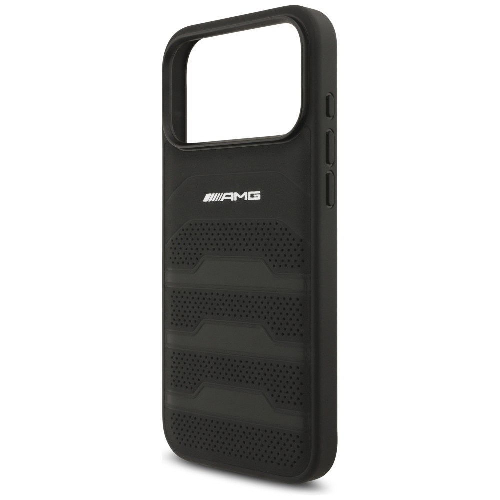 AMG Leather Debossed Lines Logo Case for iPhone 17 Pro Max - Blackeng