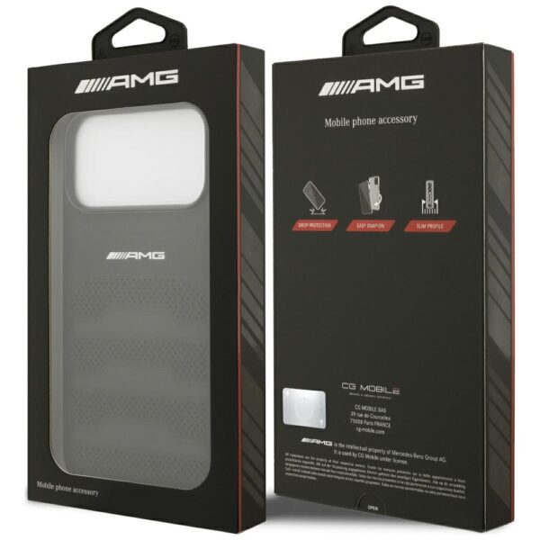 AMG Leather Debossed Lines Logo Case for iPhone 17 Pro Max - Blackeng