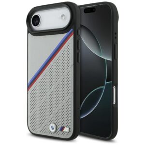 BMW M Tricolor Metal Logo MagSafe Case for iPhone 17 Air - Grayeng