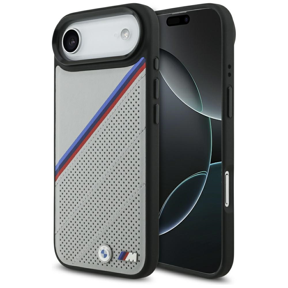 BMW M Tricolor Metal Logo MagSafe Case for iPhone 17 Air - Grayeng