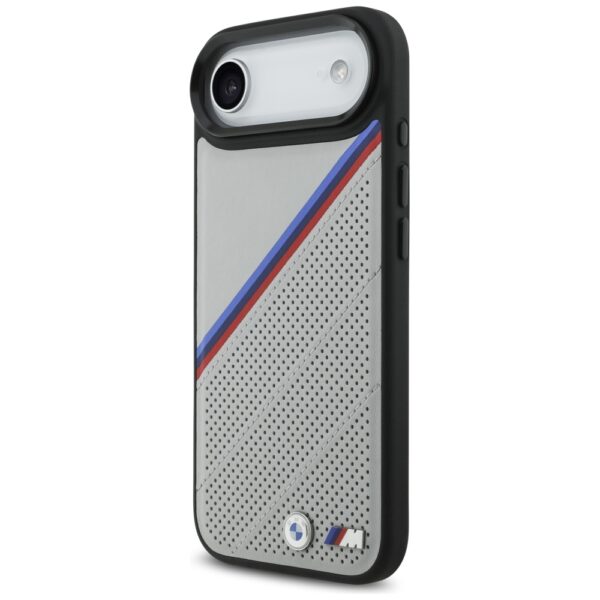 BMW M Tricolor Metal Logo MagSafe Case for iPhone 17 Air - Grayeng