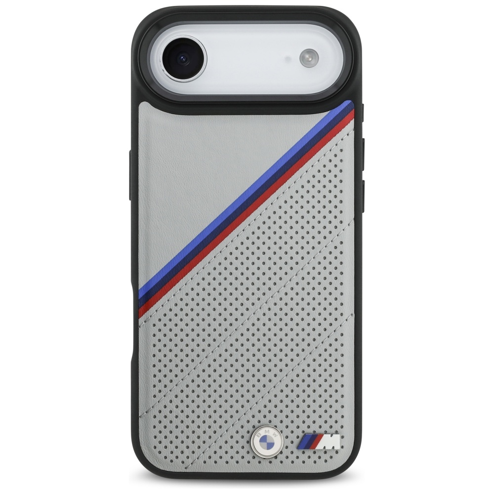 BMW M Tricolor Metal Logo MagSafe Case for iPhone 17 Air - Grayeng