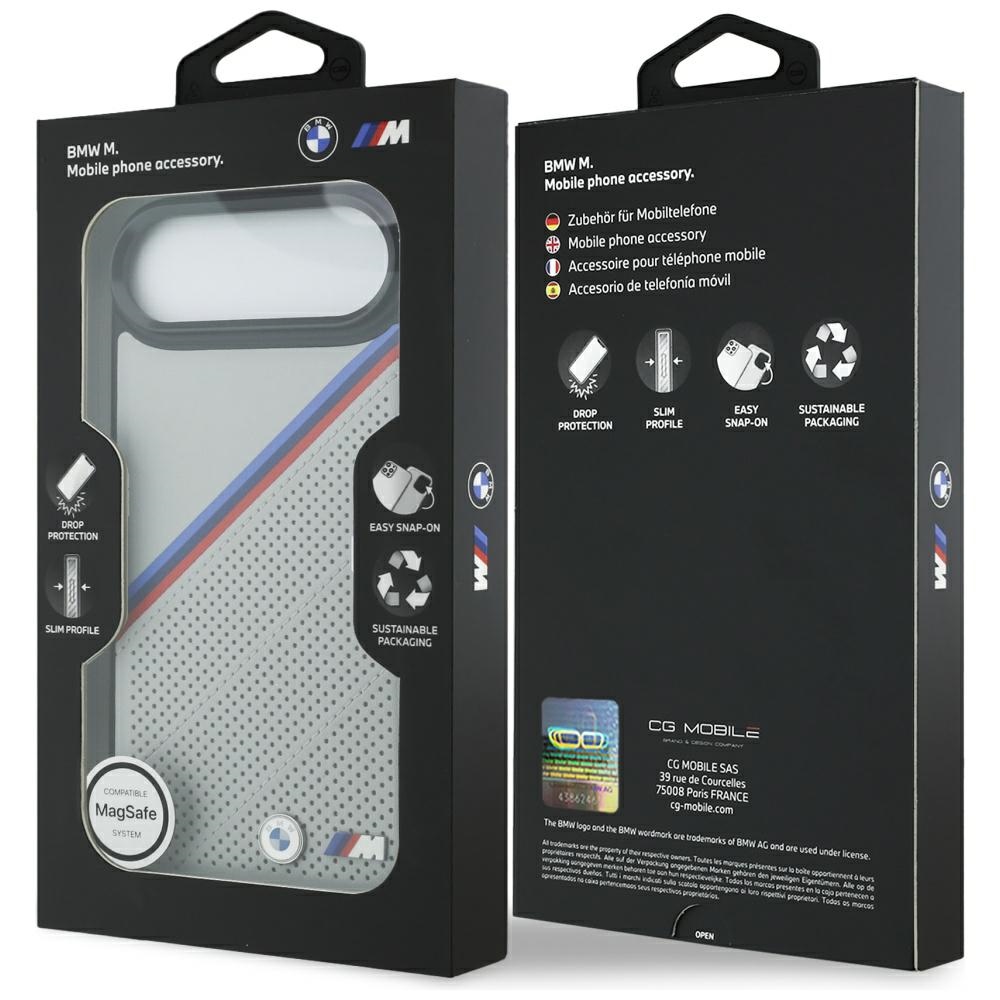 BMW M Tricolor Metal Logo MagSafe Case for iPhone 17 Air - Grayeng