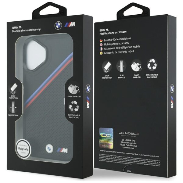 BMW M Tricolor Metal Logo MagSafe Case for iPhone 17 - Blackeng