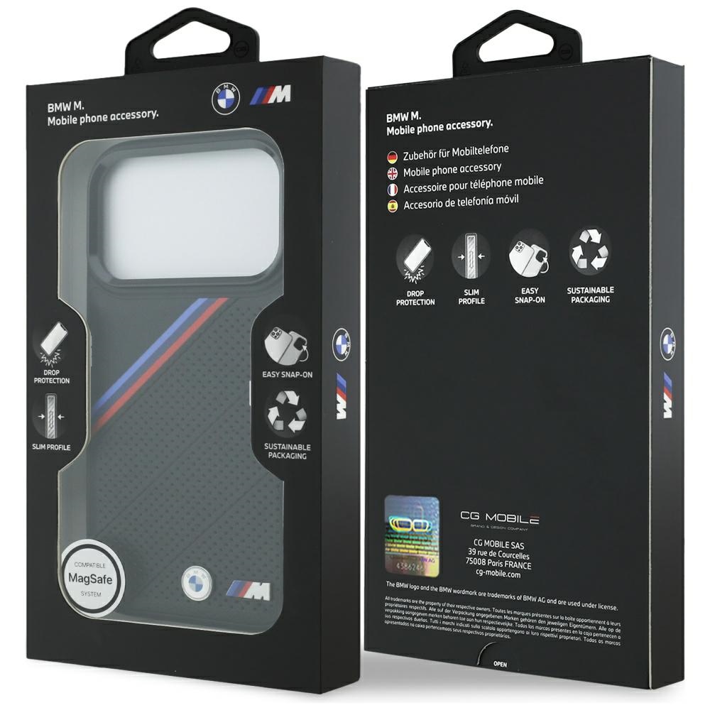 BMW M Tricolor Metal Logo MagSafe Case for iPhone 17 Pro - Blackeng