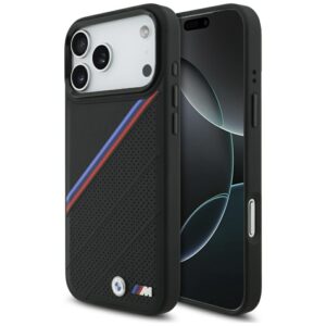 BMW M Tricolor Metal Logo MagSafe Case for iPhone 17 Pro Max - Blackeng