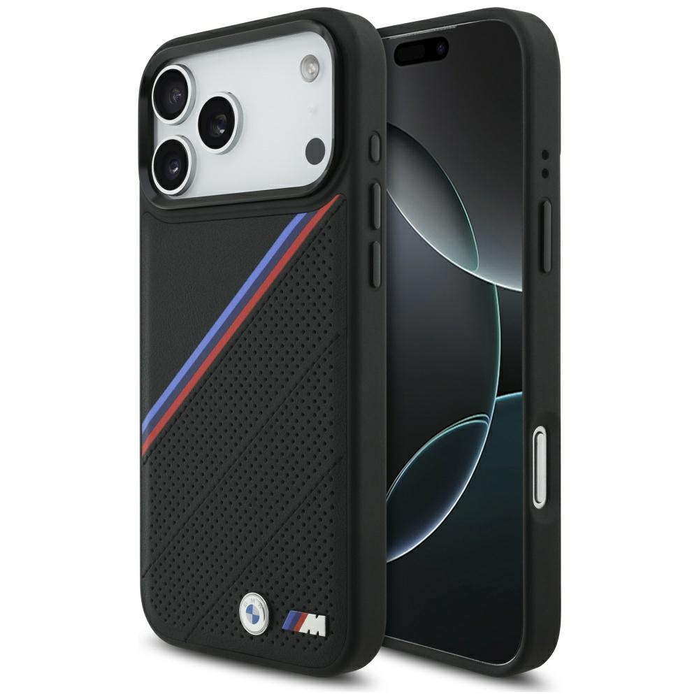 BMW M Tricolor Metal Logo MagSafe Case for iPhone 17 Pro Max - Blackeng