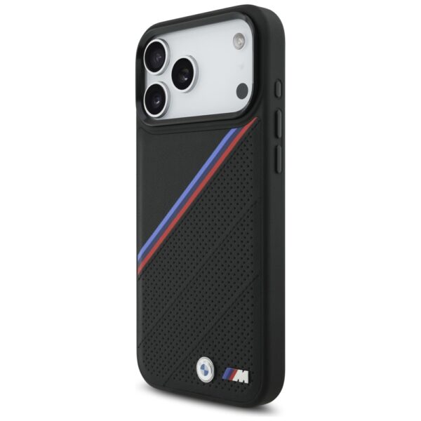 BMW M Tricolor Metal Logo MagSafe Case for iPhone 17 Pro Max - Blackeng