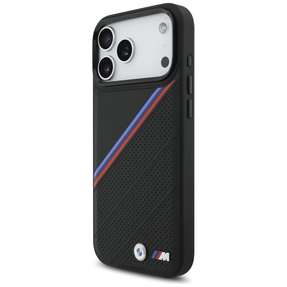 BMW M Tricolor Metal Logo MagSafe Case for iPhone 17 Pro Max - Blackeng