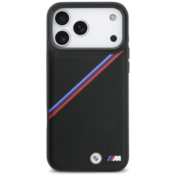 BMW M Tricolor Metal Logo MagSafe Case for iPhone 17 Pro Max - Blackeng