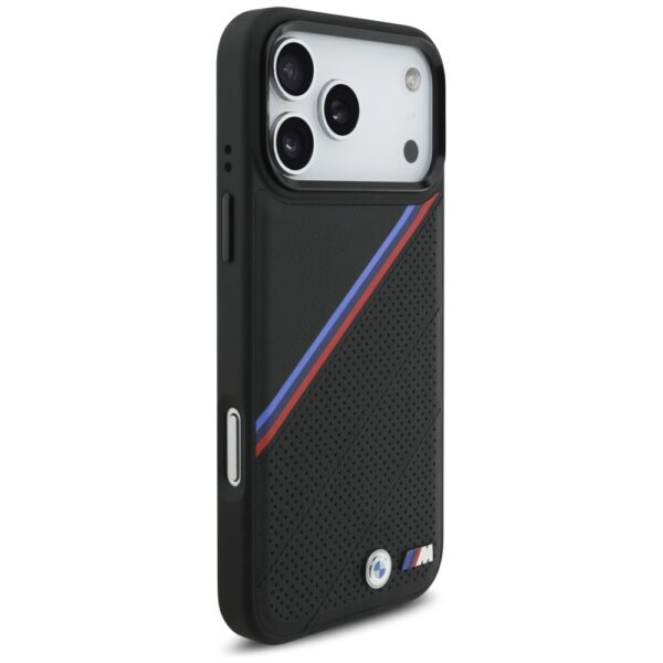 BMW M Tricolor Metal Logo MagSafe Case for iPhone 17 Pro Max - Blackeng