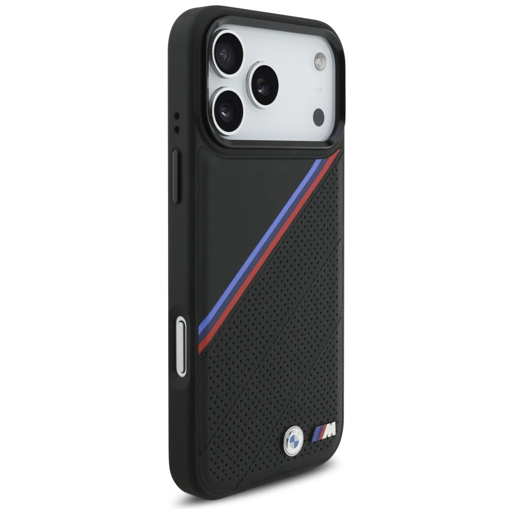 BMW M Tricolor Metal Logo MagSafe Case for iPhone 17 Pro Max - Blackeng