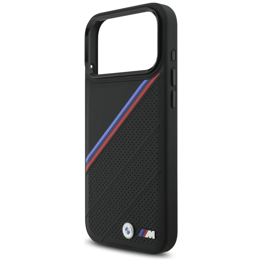 BMW M Tricolor Metal Logo MagSafe Case for iPhone 17 Pro Max - Blackeng