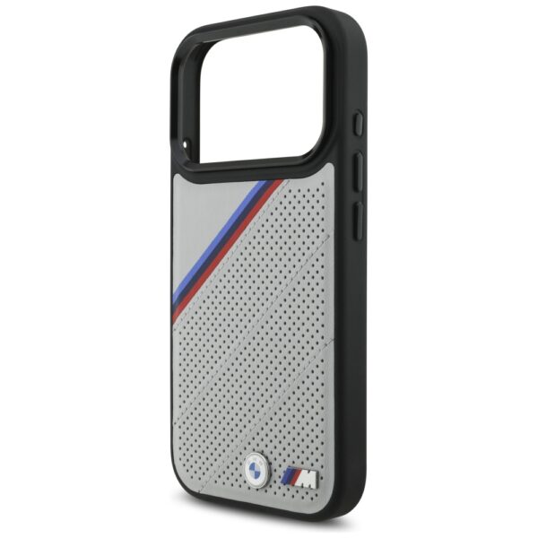 BMW M Tricolor Metal Logo MagSafe Case for iPhone 17 Pro - Grayeng