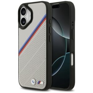 BMW M Tricolor Metal Logo MagSafe Case for iPhone 17 - Grayeng