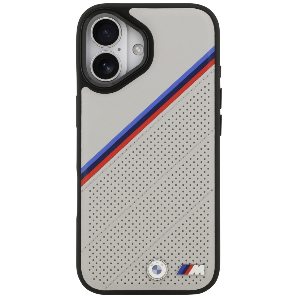 BMW M Tricolor Metal Logo MagSafe Case for iPhone 17 - Grayeng