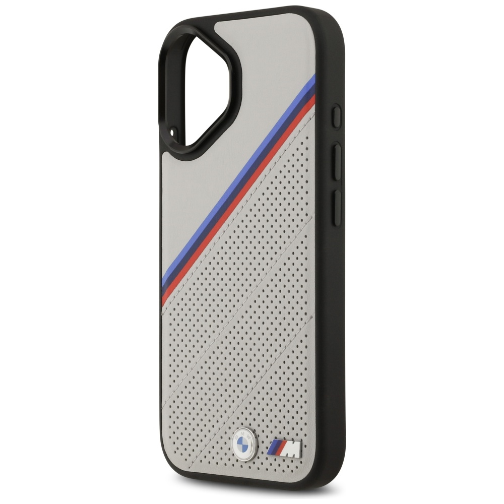 BMW M Tricolor Metal Logo MagSafe Case for iPhone 17 - Grayeng