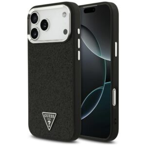 Guess Glitter Triangle Logo MagSafe Case for iPhone 17 Pro Max - Blackeng