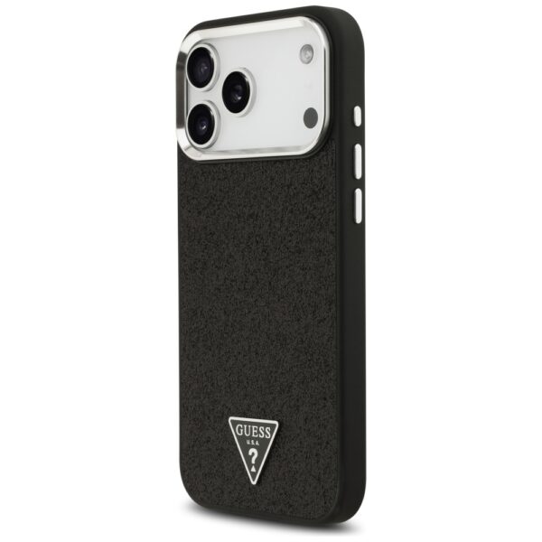 Guess Glitter Triangle Logo MagSafe Case for iPhone 17 Pro Max - Blackeng