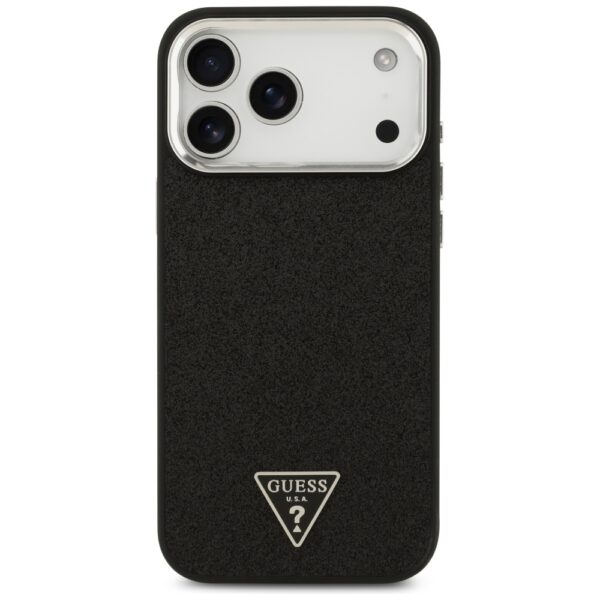 Guess Glitter Triangle Logo MagSafe Case for iPhone 17 Pro Max - Blackeng