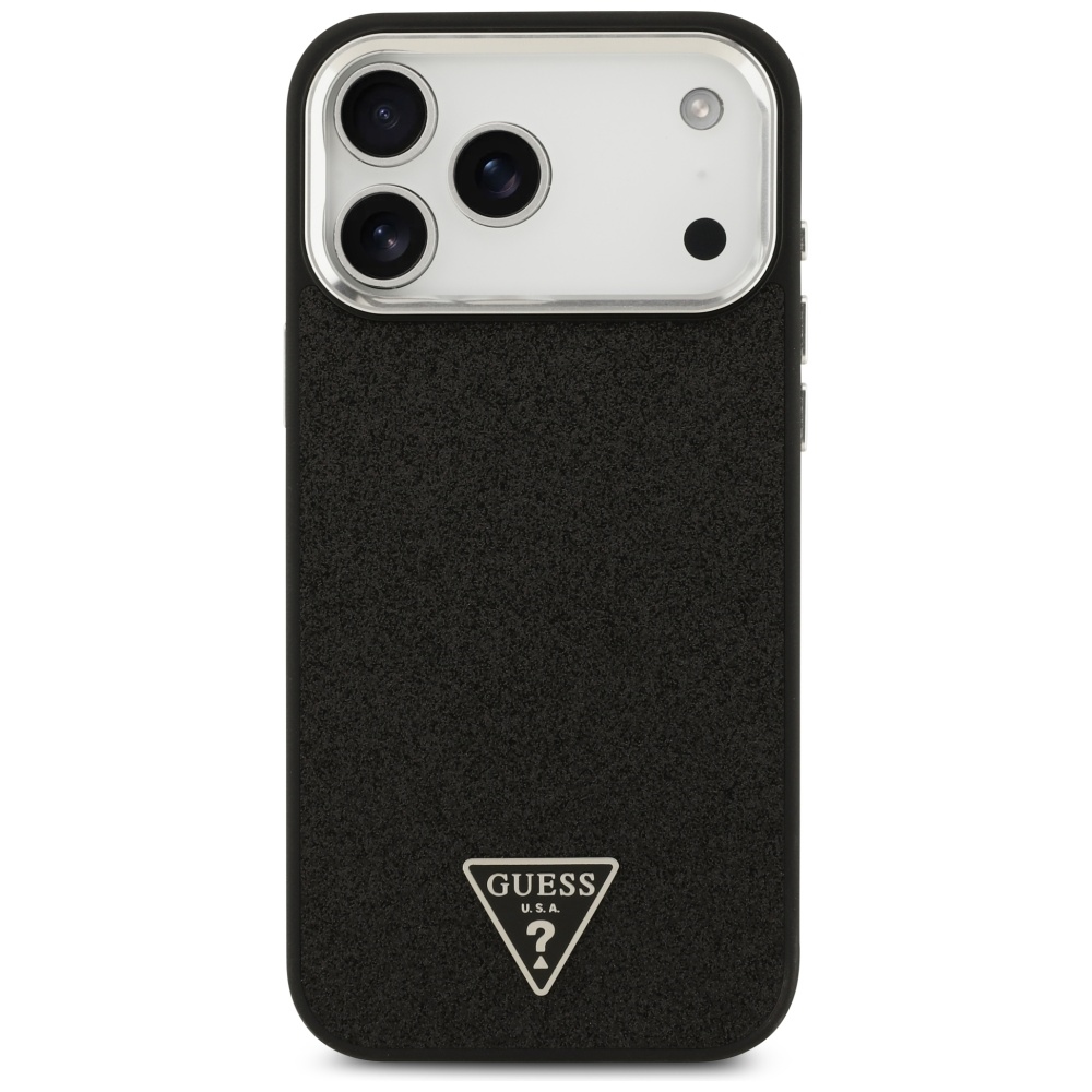 Guess Glitter Triangle Logo MagSafe Case for iPhone 17 Pro Max - Blackeng