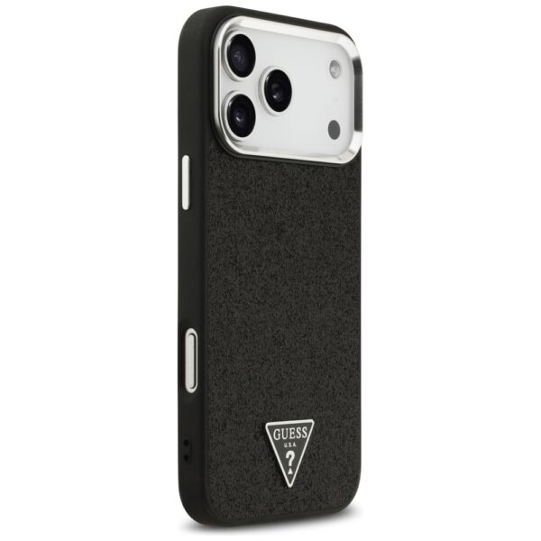 Guess Glitter Triangle Logo MagSafe Case for iPhone 17 Pro Max - Blackeng