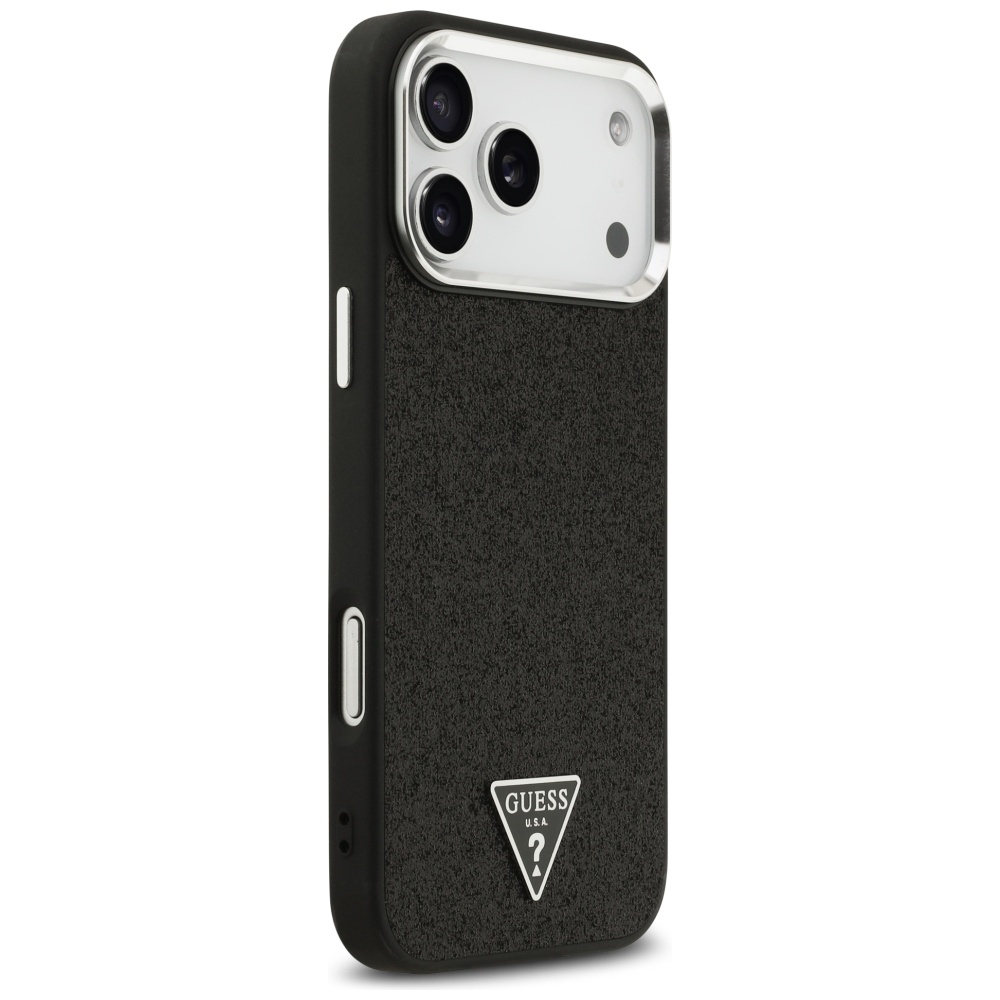 Guess Glitter Triangle Logo MagSafe Case for iPhone 17 Pro Max - Blackeng