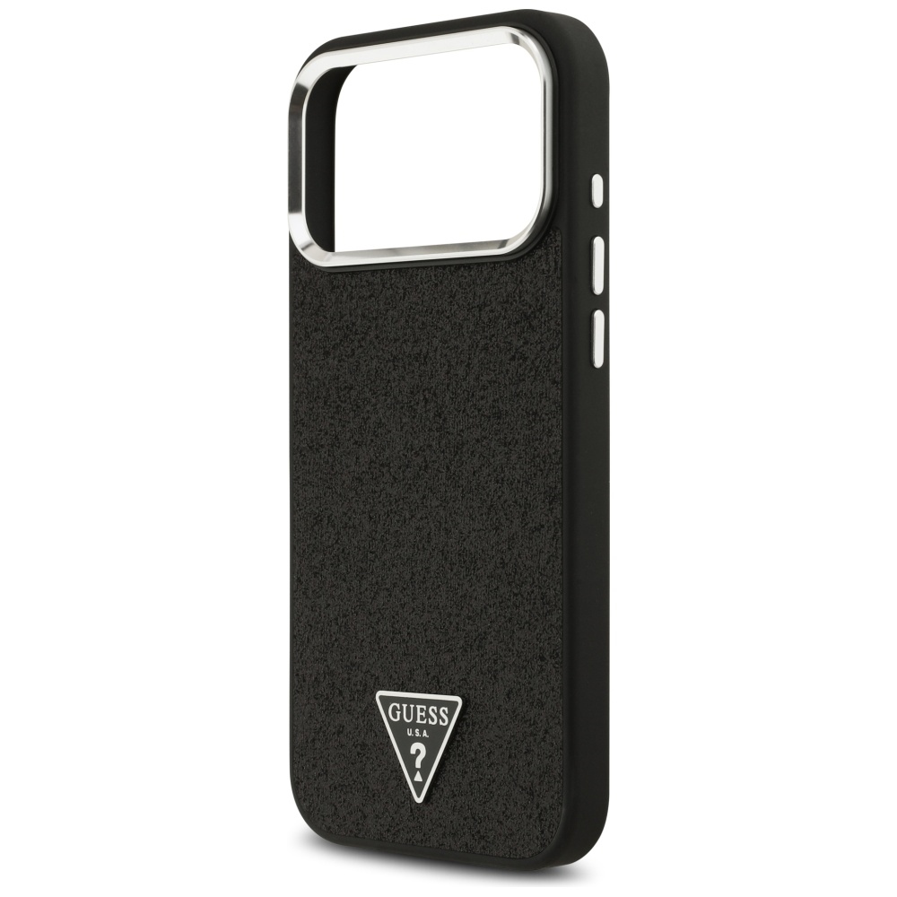 Guess Glitter Triangle Logo MagSafe Case for iPhone 17 Pro Max - Blackeng