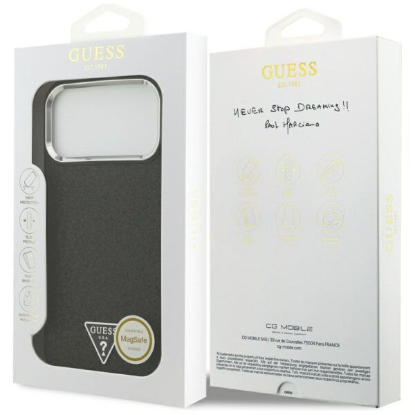 Guess Glitter Triangle Logo MagSafe Case for iPhone 17 Pro Max - Blackeng