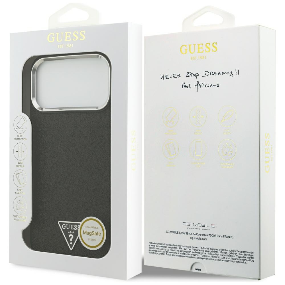 Guess Glitter Triangle Logo MagSafe Case for iPhone 17 Pro Max - Blackeng