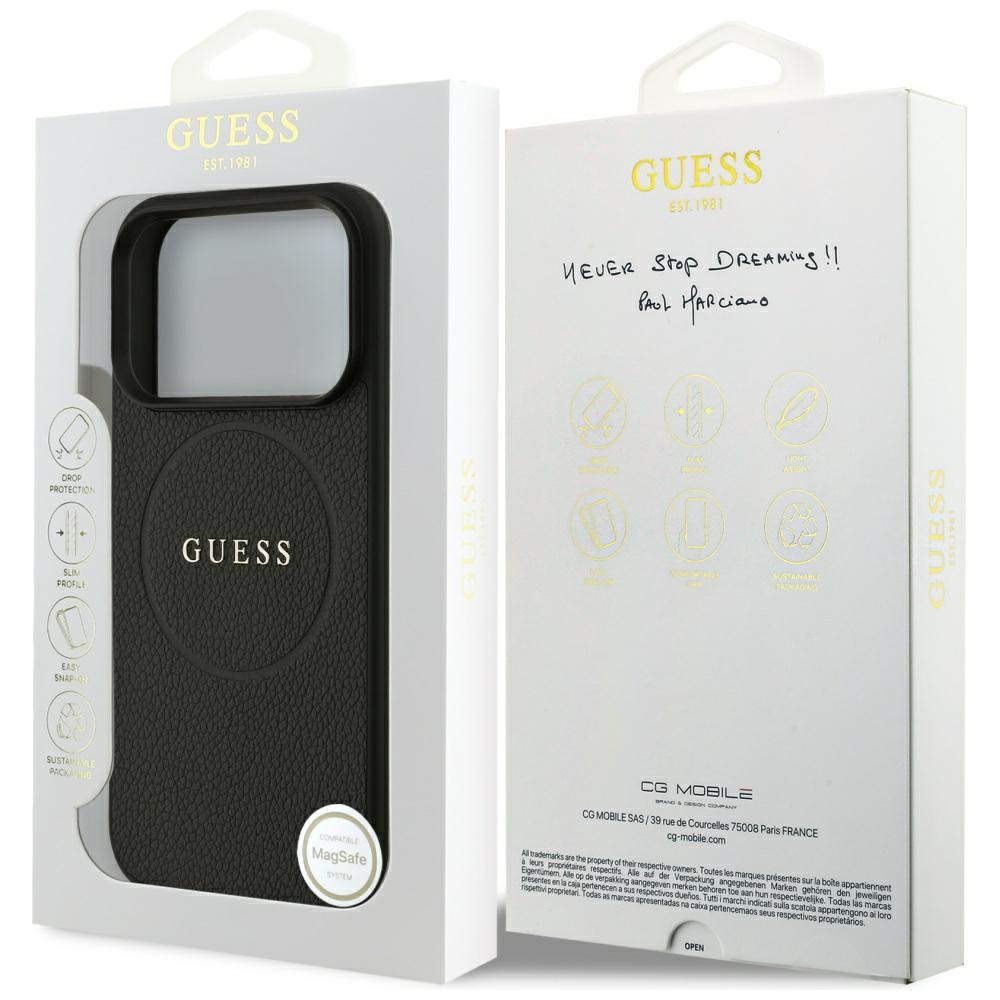 Guess Grained Ring MagSafe case for iPhone 17 Pro - blackeng