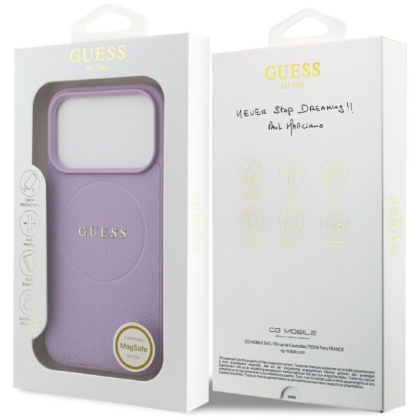 Guess Grained Ring MagSafe case for iPhone 17 Pro - purpleeng