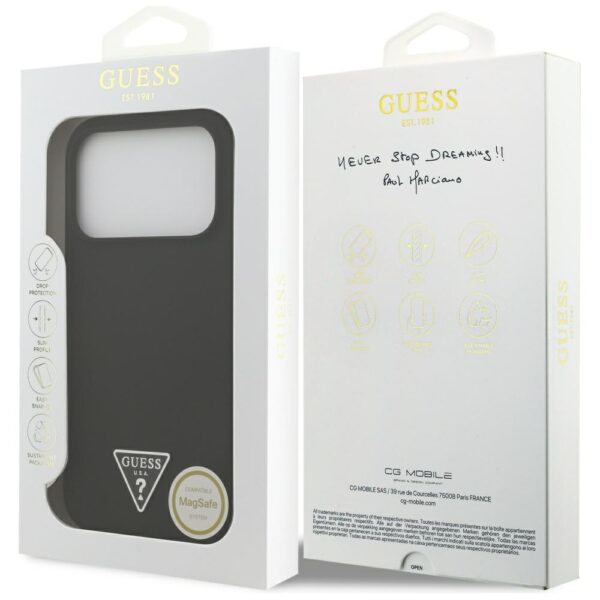 Guess Silicone Triangle Logo MagSafe Case for iPhone 17 Pro Max - Blackeng