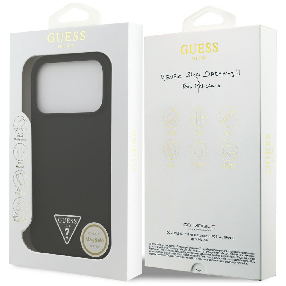 Guess Silicone Triangle Logo MagSafe Case for iPhone 17 Pro Max - Blackeng